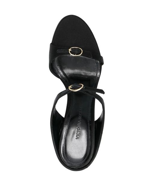 Victoria Beckham Black Buckle-Embellished Leather Sandals