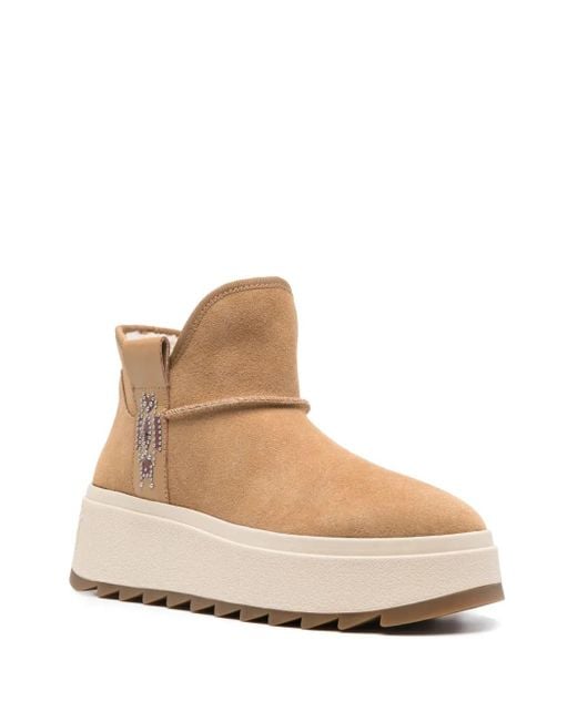 Ash Natural Suede Shearling-Lined Flatform Boots