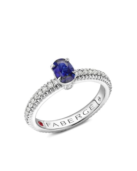 Bague Couleur Of Love En Or Blanc 18Ct À Pierres Multiples Faberge en coloris Blue