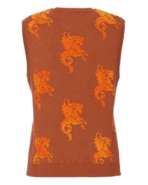 LaDoubleJ Orange Ribbed Flocked Knit Vest