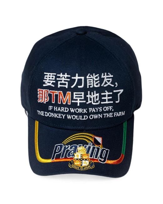 Casquette Hard Work Brodée PRAYING pour homme en coloris Blue
