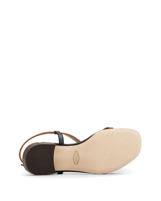 Tod's Brown Flat Leather Sandals