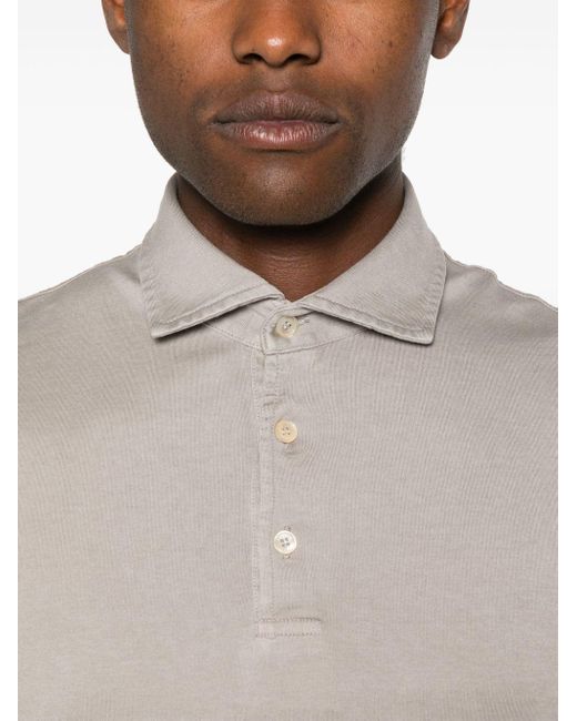 Fedeli Gray Cutaway-collar Polo Shirt for men