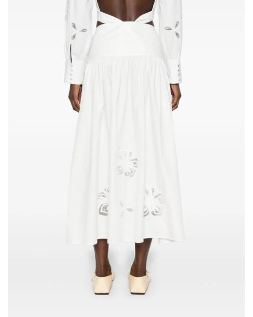 Gonna Midi Con Ricamo A Fiori di Sandro in White