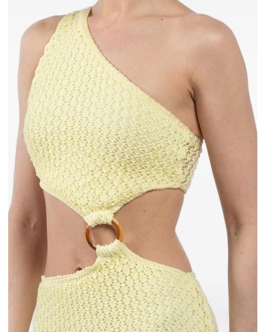 Bananhot Natural One-Shoulder Ring-Detail Midi Dress