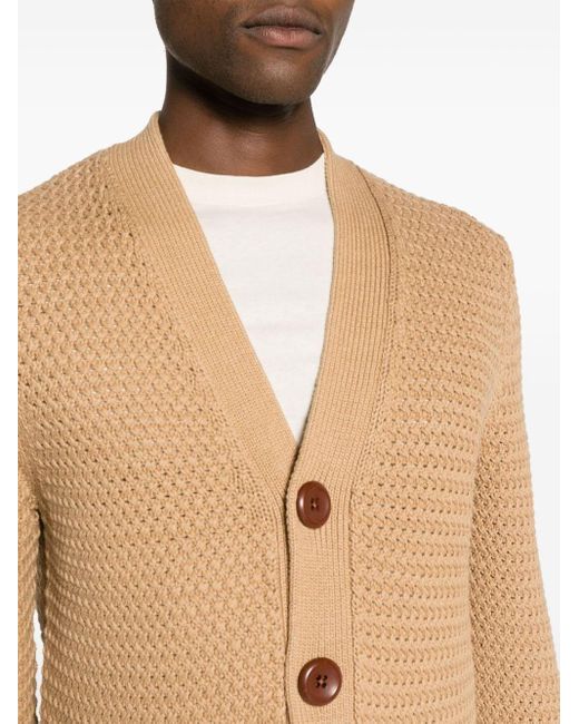 Sandro Natural V-neck Chunky-knit Cardigan for men