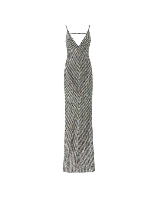 Missoni White Long Dress With Open Back And Sequins