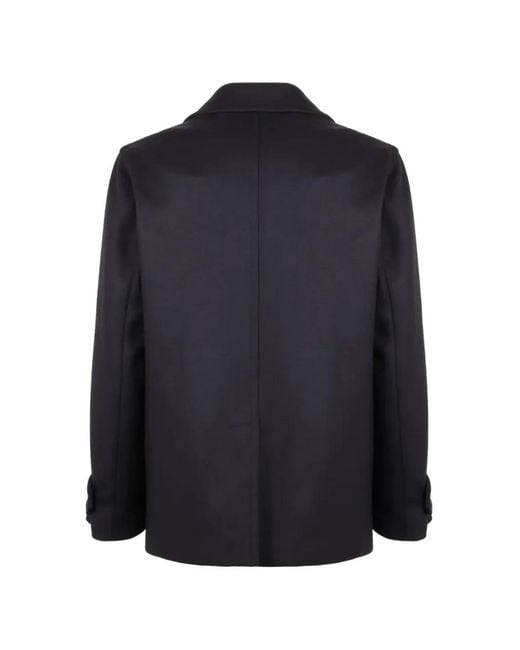 Slowear Blue Montedoro Double-Breasted Peacoat for men