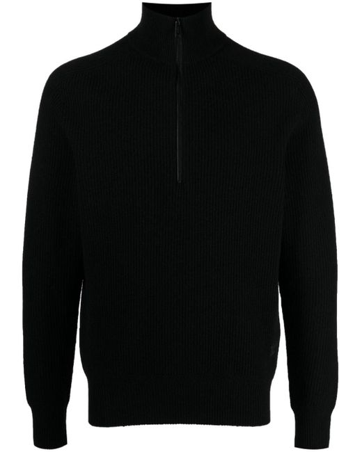 Alpha Tauri Black Fenla Ribbed-knit Jumper for men