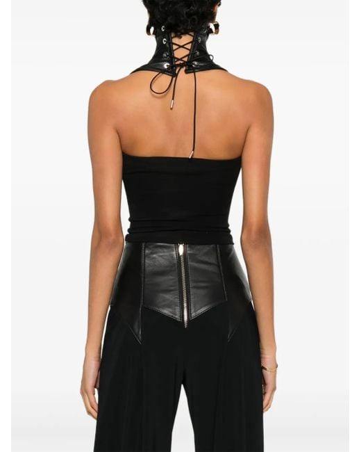 MITILIANE COUTURE Black Panelled Leather Corset
