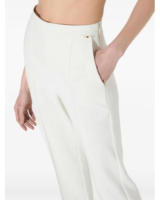Elisabetta Franchi White Lightweight Crêpe Fabric Trousers