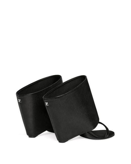 Courreges Black Oblique Sandals With Leather Heel