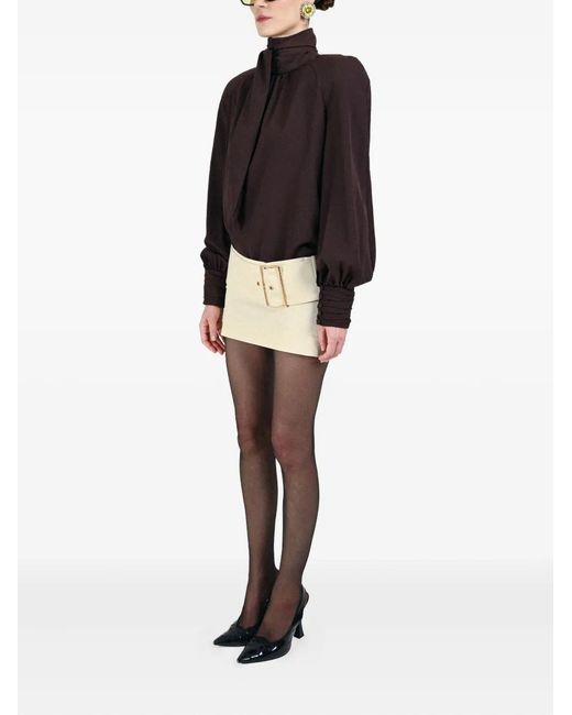 ROWEN ROSE Black Bow-Neck Blouse
