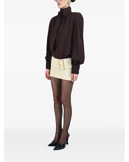 ROWEN ROSE Black Bow-Neck Blouse