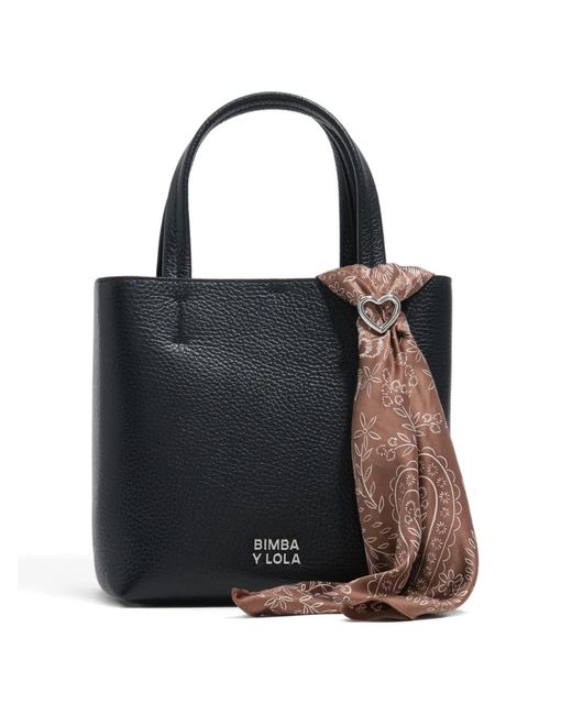 Bimba Y Lola Brown Floral-Print Heart-Ring Scarf