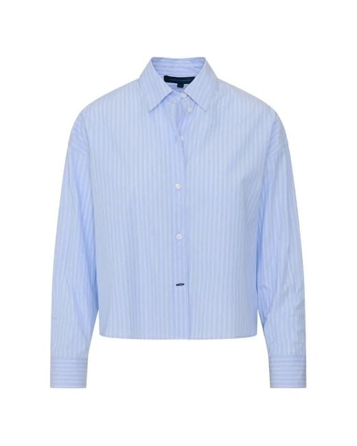 Patrick Assaraf Blue Striped Boxy-Fit Shirt