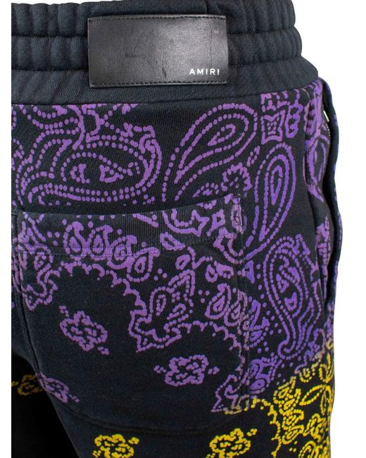 Amiri Blue Bandana Print Logo Patch Shorts for men