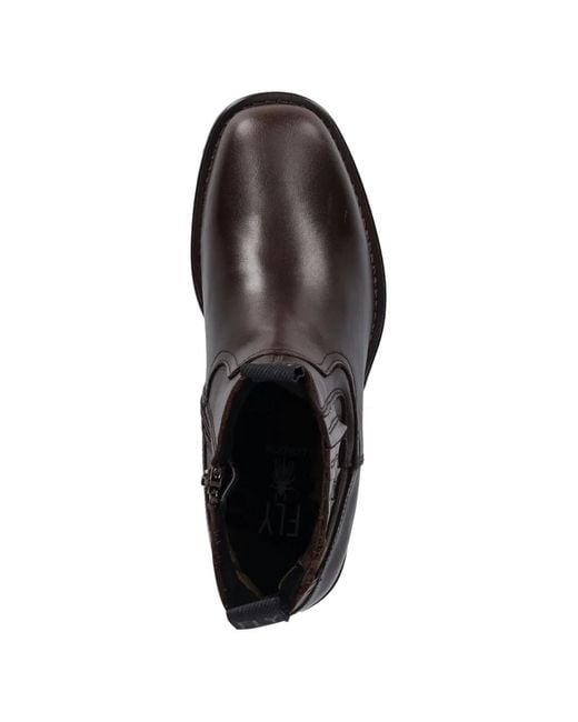 Fly London Brown Pull-Tab Side-Zip Boots