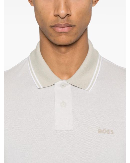 Polo Con Applicazione di Boss in White da Uomo