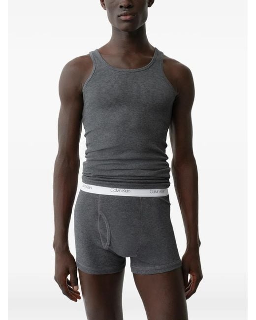 Calvin Klein Black Ribbed Logo-Waistband Boxers for men