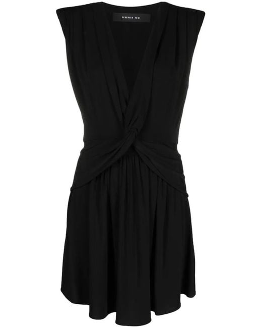 FEDERICA TOSI Black Knot-Detail V-Neck Dress