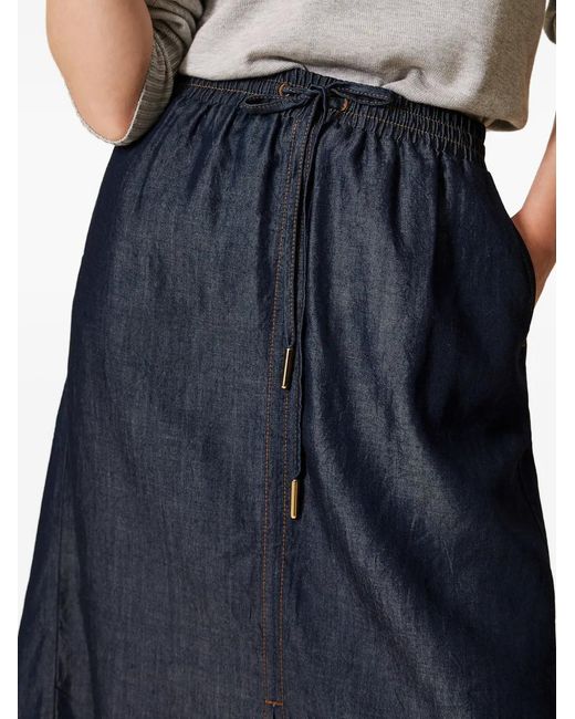 Twinset Blue Jupe Mi-Longue En Chambray