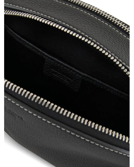Giorgio Armani Black Topstitch Zip Shoulder Bag for men