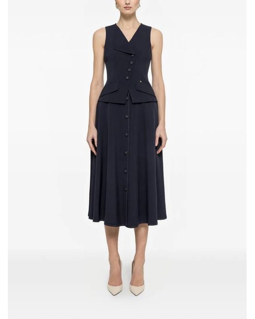 Nissa Blue Button Midi Skirt