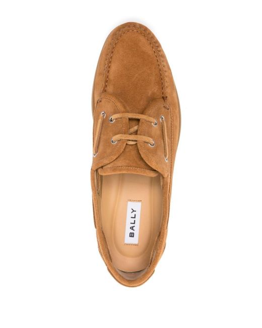 Bally Brown Grosgrain-tab Suede Boat Shoes for men