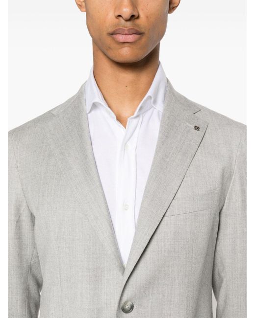 Tagliatore Gray Single-Breasted Virgin Wool Suit for men