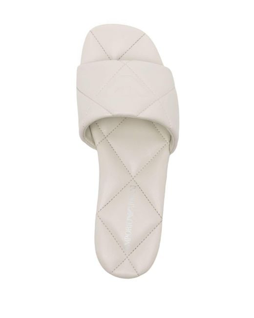 Emporio Armani White Open-toe Quilted Slippers