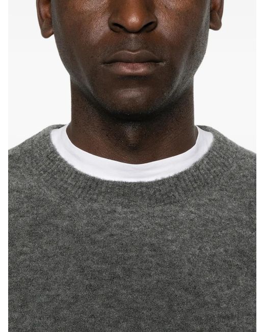 Fileria Gray Fine-Knit Crew-Neck Sweater for men