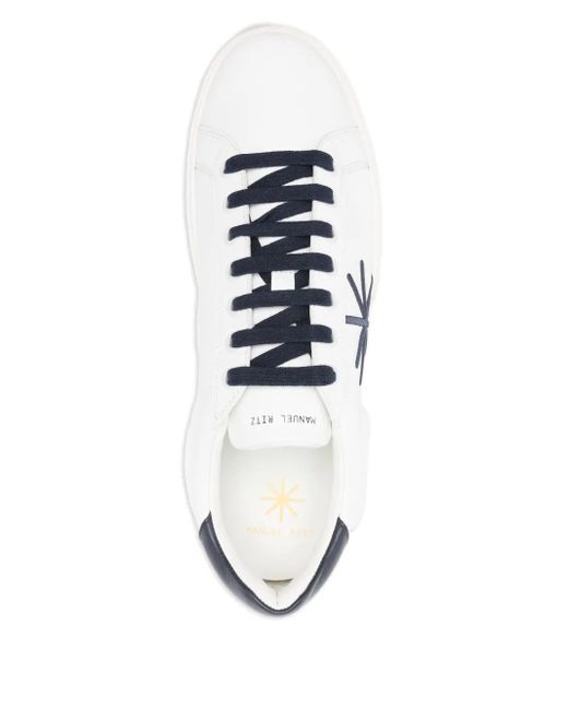 メンズ Manuel Ritz スターアップリケ レザースニーカー White