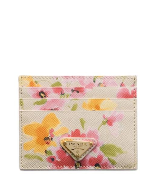 Prada Pink Floral-Print Cardholder