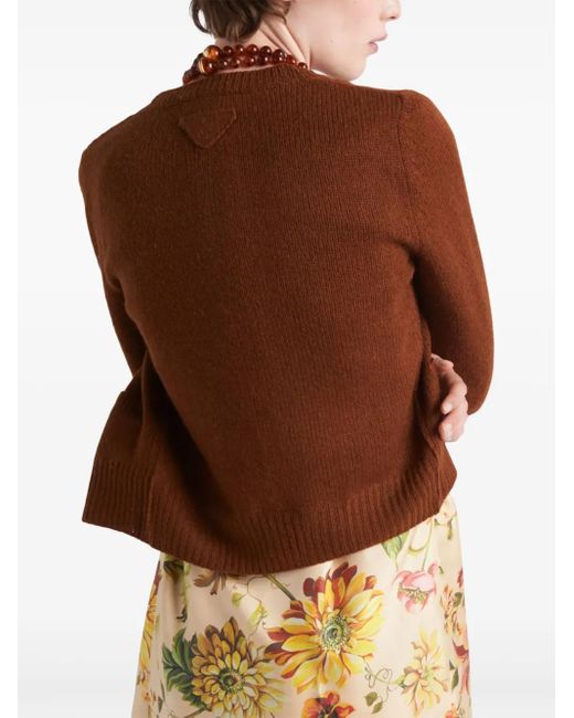Prada Brown Cardigan Mit Triangel-Logo