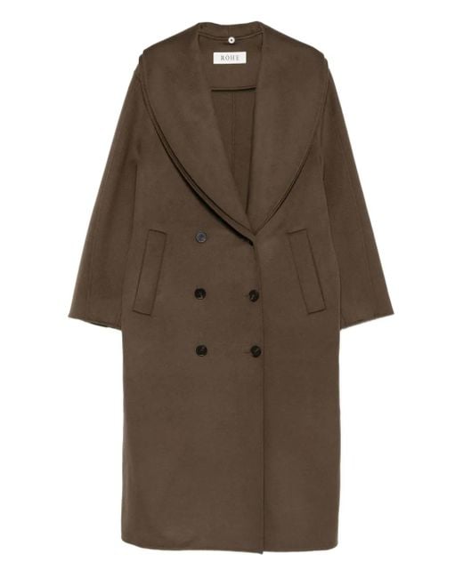 Cappotto Doppiopetto Con Colletto A Scialle di Rohe in Brown