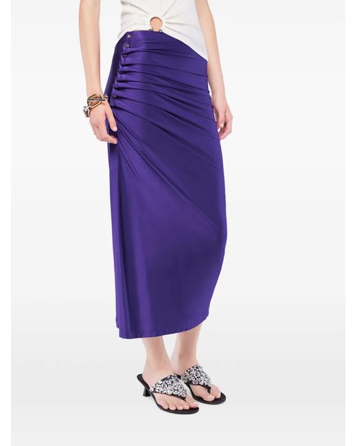 Rabanne Purple Draped Midi Skirt