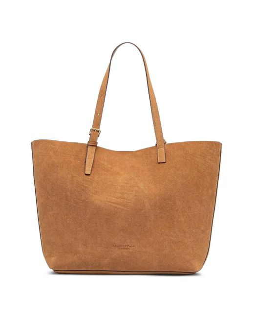 Marc O' Polo Brown Large Buckle-Fastening Suede Tote Bag