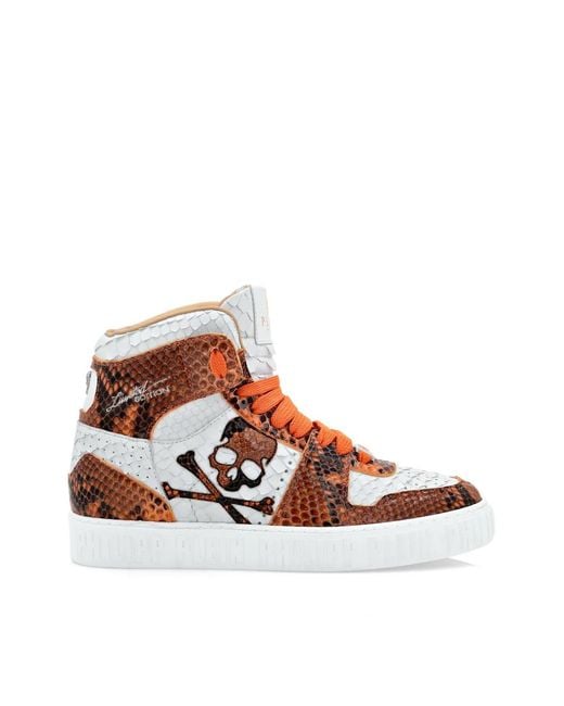Baskets Skull En Peau De Python Philipp Plein en coloris White