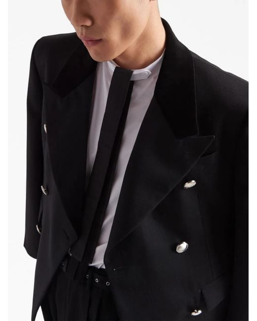 Prada Black Double-Breasted Wool Blazer for men