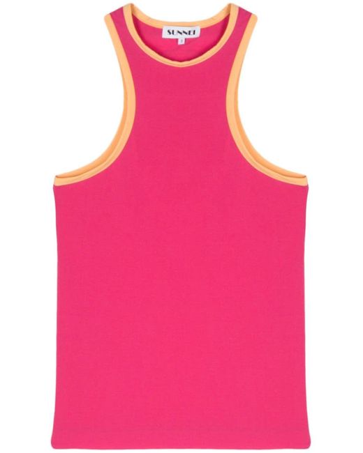 Sunnei Pink Contrasting-borders Tank Top