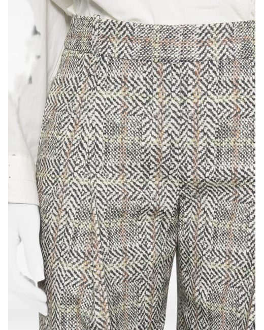 Ermanno Scervino Gray Herringbone-Pattern Palazzo Pants