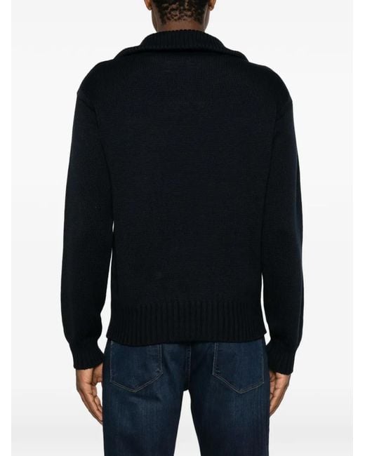 Daniele Fiesoli Black Quarter-Zip Sweater for men