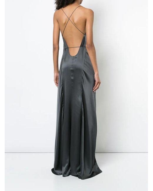 Michelle Mason Blue Strappy Wrap Gown