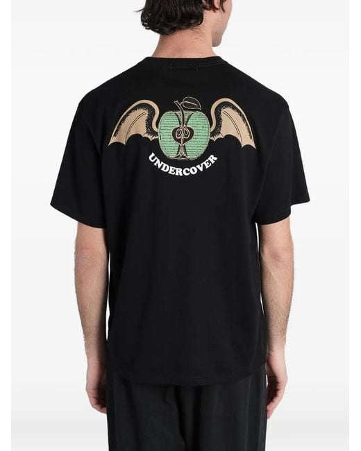 Undercover Black Apple-Print T-Shirt for men