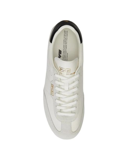 Polo Ralph Lauren White Suede Panelled Sneakers for men