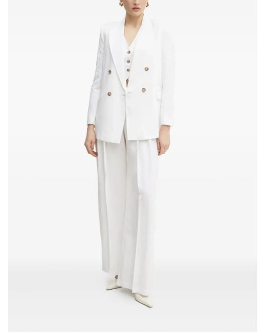 Ermanno Scervino White Pleated-Front Trousers