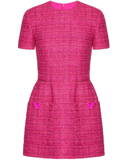 Vestido corto de tweed Valentino Garavani de color Pink
