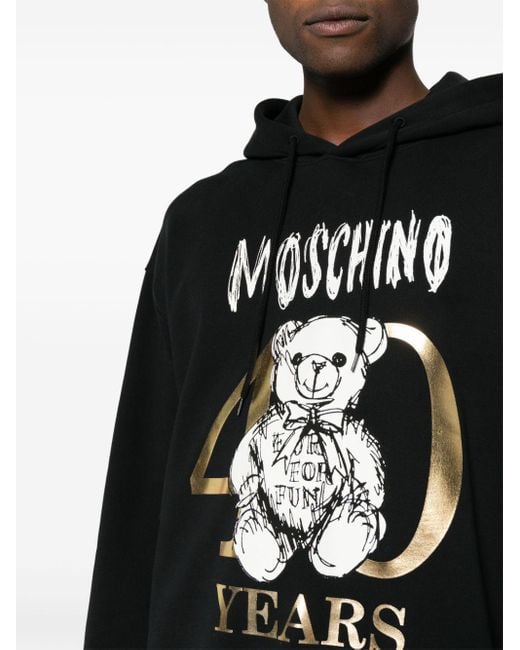 Moschino Black Logo-print Cotton Hoodie for men
