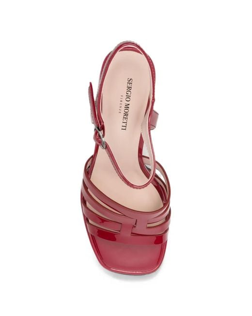 SERGIO MORETTI FIRENZE Pink Patent-Finish Strappy Sandals